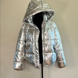 H&M Silver Reflective Puffer Coat with Hood